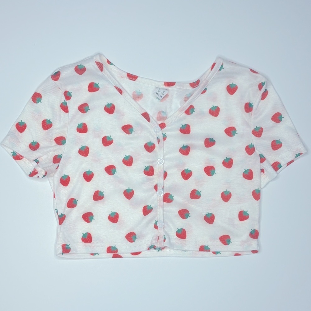 SHEIN Teen Girls Strawberry Print Cropped Top 🍓